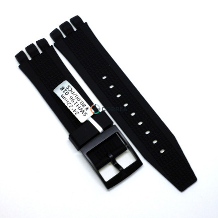 Каучуковый ремешок для часов Swatch Simply Pure черный RKS-008 - 6